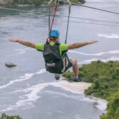 Ziplining to the Falls